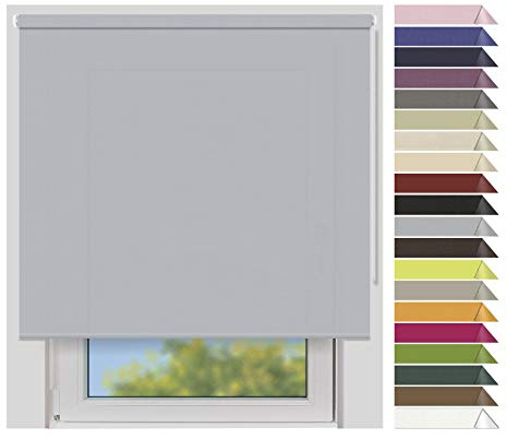 EFIXS Sichtschutzrollo Medium - 25 mm Welle - Breiten: 40-240 cm - Höhen bis 240 cm - Hier: 200 cm x 190 cm (Stoffbreite x Höhe) - hellgrau (4934) - lichtdurchlässig - Blickdicht