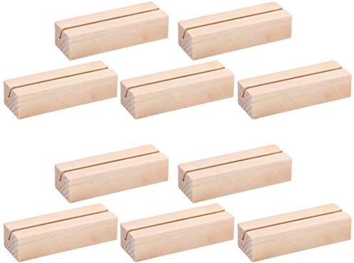 STOBOK 10 Pcs Porte Cartes en Bois Numéros, Table/Porte Affiche Présentoir de Carte en Bois pour Étiquettes de Nom Images Signes Réservés Étiquettes Alimentaires Cartes Postales Menus Etc