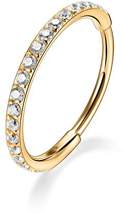 AROWRO Septum Nasenpiercing Ring Helix Tragus Conch Daith Rook Chirurgenstahl Zirkonia Hoop 16g 8mm Gold
