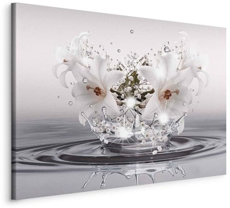 murando - Quadro Fiori 90x60 cm 1 pezzo Stampa su Tela TNT XXL Immagini Moderni Murale Decorazione da Parete Quadri Grandi Componibili Pittura Soggiorno Natura Lilien Zen Spa Acqua b-C-0932-b-a
