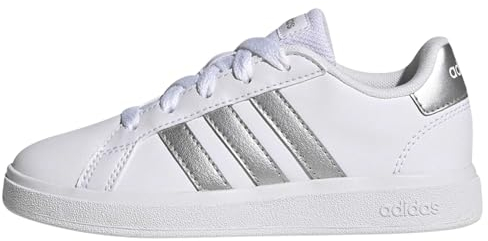adidas Unisex - Bambini e ragazzi Grand Court Lifestyle Tennis Lace-Up Shoes, White Matte Silver Matte Silver, 33 EU