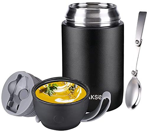 WAKSOX Termo para Comida Food Thermy 730ml Taza Aislada, Botella de Acero Inoxidable Aislada para Alimentos, Beber y sopa de los niños de adultos A prueba de fugas Térmico