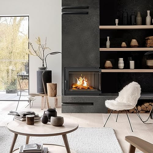 KRATKI Einfacher holzbefeuerter Kamineinsatz Lufteinlass BImSchV 2-konform 11 kW Thermischer Wirkungsgrad 75% Abgasauslass fi 200 mm dekorative Glasscheibe aus Gusseisen RightPlus Zubehör