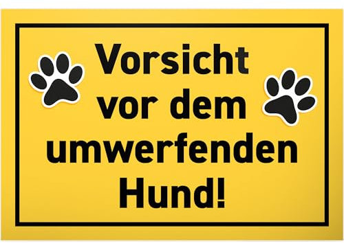 DankeDir! Vorsicht vor dem umwerfenden Hund - Schild 30 x 20 cm - Kollegen Freunde Deko Partydeko Geschenk Geschenkidee Party - lustiger Spruch Spruchschild Geburtstagsgeschenk Türschild