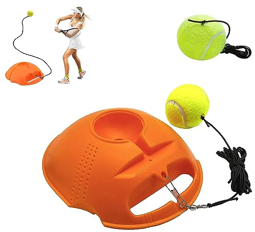 WOKICOR Tennis-Trainer Tennistrainer Set Trainer Baseboard Set mit 2 Rebound Ball, Selbststudium Übungs-Trainingswerkzeug Tennistrainingsausrüstung für Solotraining Erwachsener (Orange)