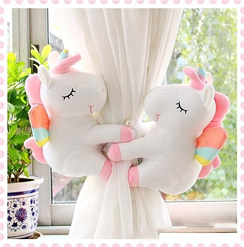 Herfair 2 Stück Einhorn Gardinenklammer,Niedliche Vorhang-Raffhalter,für zu Hause, Wohnheim, Büro, Hotel Fenster Dekorative (Weiß)
