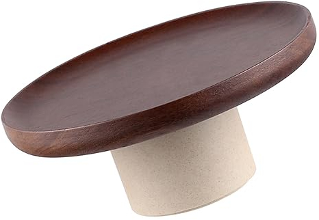 Frutero, Vintage Durable Cerámica y Madera Plato de Fruta Multiusos con Pie Alto para Escritorio para Sala de Estar (S)