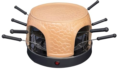 Forno per pizza Gastronoma - forno per pizza con cupola in terracotta per 8 persone - cupola per pizza - 1150 watt - preparazione in 5-7 minuti - con accessori - cupola piatta