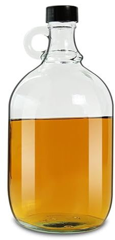 ANZAGA Jarra fermentadora de Vidrio con asa, Tapa de plástico Negra,0.5 Gallon/2 Liter