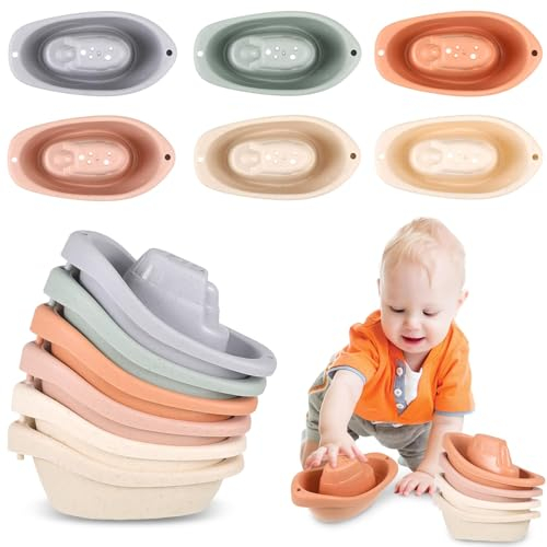 KWJEIULSOQ Stapelturm Baby Stapelbecher Montessori Spielzeug Stapelturm Ab 1 Jahr Stapelwürfel-Sicherheitssilikon-Sandspielzeug Becher Antriebsobjektmuster für Jungen & Mädchen (A) (A)