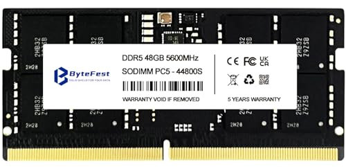 ByteFest DDR5 RAM 48GB 5600MHz PC5-44800 CL46 1.1V SODIMM 262-Pin Laptop/NoteBook RAM Memory Modules
