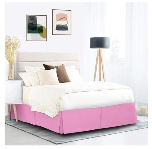 WJIAYAO Cache Sommiers Jupe de lit plissée Douce et Confortable avec Tissu Infroissable de 15 Pouces de Hauteur(Pink,80x190x35 cm)