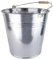 Zinkeimer 15 Liter mit Holzgriff, Metalleimer Robuster Zinkeimer mit Henkel, Vielseitiger Metalleimer für Garten als auch Dekoeimer, Haushalt und BAU, Verschiedene Größen verfügbar