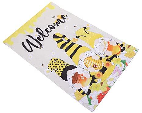 Yardwe Fahnen Outdoor Flaggen Willkommen Fahnen Bienen Gnome Decor Polyester Flagge Prop