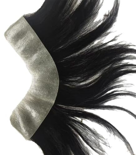 Tingyilan Männer Stirn Haaransatz Toupet Echthaar Haut PU Haarverlängerung Haaransatz Geheimratsecken Ersatzsysteme 2,8 x 4,8