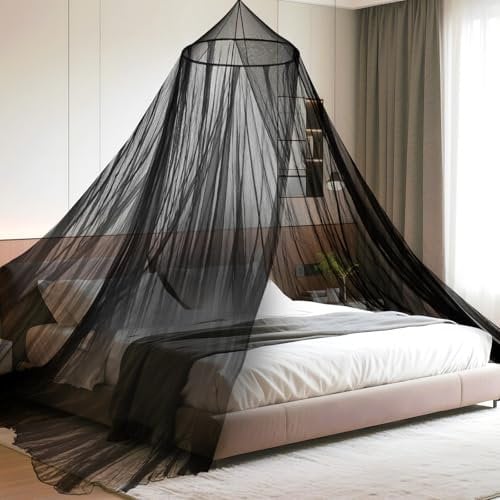 SYHITOU Grande moustiquaire de lit (60 x 250 x 1100 cm) pour lit double, lit simple, filet fin, pour voyage, intérieur et extérieur, voyage, noir