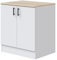 PEGANE Meuble Bas de Cuisine sous évier 2 Portes avec Plan de Travail Coloris Blanc Brillant/chêne Canadien - Hauteur 90 x Longueur 80 x Profondeur 60 cm