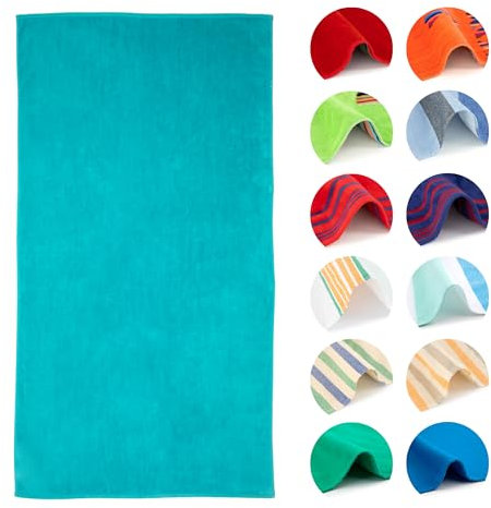 BOSKIMO Strandtuch Popa Türkis Groß 90x170 cm – 100% Hochwertiger Frottier-Baumwolle – Weich, Saugfähig und Schnell Trocknend – Hergestellt in Portugal – Premium-Stil – Ideal für Strand und Pool