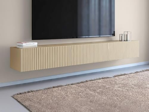 PASCAL MORABITO - Meuble TV Suspendu avec 3 Portes - Beige - DANTAY de