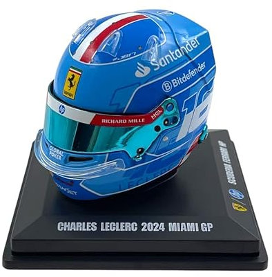 Scuderia F1 Team, Ufficiale LookSmart Spark Model, Charles Leclerc 2024 Special Edition USA Miami GP Mini Casco Scala 1/5, Blu