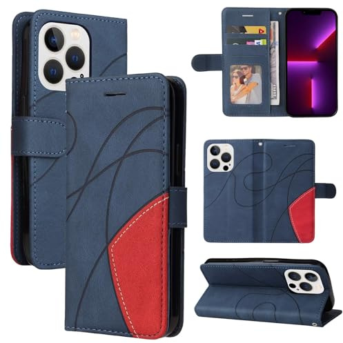 Handyhülle für LG K8 2017 Hülle Premium Lederhülle Flip Case Magnet Tascher Kartenfach Standfunktion Klapphülle Nubukleder Faltbare Ständer Schutzhülle, Blau