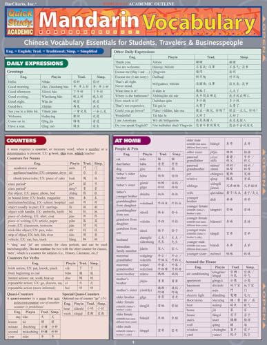 Mandarin Vocabulary (Quick Study Academic): Chinese Vocabulary Essentials for Students, Travelers & Businesspeople