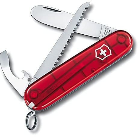 Victorinox My First Victorinox Kids Swiss Army Knife, Small, Multi Tool, Camping Knife, 9 Functions, Blade, Transparent Red