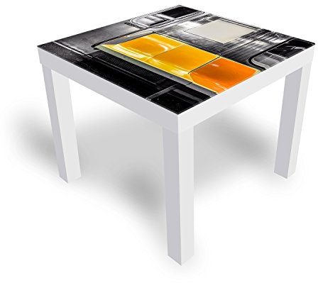 DEKOGLAS Beistelltisch Couchtisch 'New York Subway' Sofatisch mit Motiv Glasplatte Kaffee-Tisch von DEKOGLAS, 55x55x45 cm Weiß