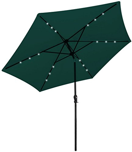 Festnight LED Cantilever Schirm 3 m Sonnenschirm Gartenschirm mit LED-Leuchten Strandschirm UV-Schutz Grün