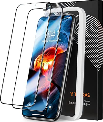 TORRAS Militärschutz für Panzerglas für iPhone 11 Pro/iPhone X/XS Screen Protector (Vollbild 9H Härte) Kratzfest Blasenfrei Schutzglas HD Glas 3D Displayschutz mit Schablone (2 Stücke)