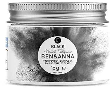 Ben& Anna Toothpowder Black 15g Bleaching Pulver mit Aktivkohle Naturkosmetik für weisse Zähne | Zahnpulver | Kohlepulver