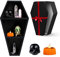 MANNY'S MYSTERIOUS ODDITIES Sarg-Regal und Sarg-Geschenkbox mit gruseligem Zubehör-Set – kleine süße Gothic-Halloween-Box, 35,6 x 17,8 cm, Schwarz