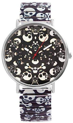 Donna Kelly Damenuhr Muster Grafik Totenkopf Zugband Zugarmband Analog Quarz Armbanduhr