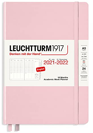 LEUCHTTURM1917 363893 Akademischer Wochenplaner 2022 Hardcover Medium (A5), 18 Monate, Puder, Englisch