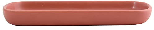 MSV Ablageschale Keramik Bad Organizer Maonie Teller für Obst, Tee, Kosmetik, Schmuck, oval für Waschtisch, Badezimmer, Schränke - matt Terracotta Rot