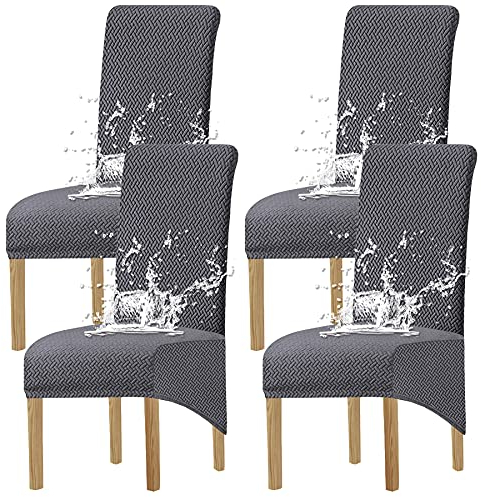 KELUINA XL Stuhlhussen,Universal Stretch Stuhlhussen 2er 4er 6er Set Stuhlbezug für Stuhl Esszimmer (Grau1, 4 Hussen)