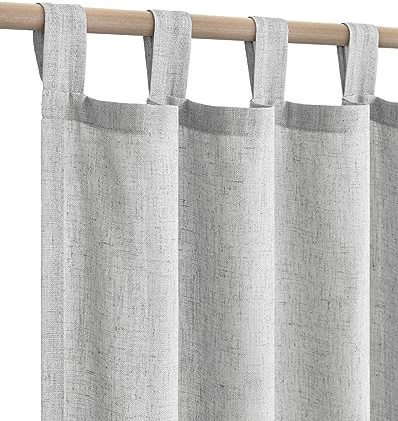 Hellgraue Vorhänge für Schlafzimmer, 2 Paneele, Baumwolloptik, Jute, Flachs, Leinen, halbtransparent, modern, grau, lichtfilternd, Vorhänge für Kinderzimmer, Taubengrau, 132 x 160 cm lang