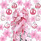 49 Pcs Christmas Tree Decoration Set Include Christmas Tree Topper, 24 Glitter Xmas Flowers 3 Sizes, 24 Pcs 2.36 Inch Xmas Ball Ornaments for Holiday Party Decorations(Pink)