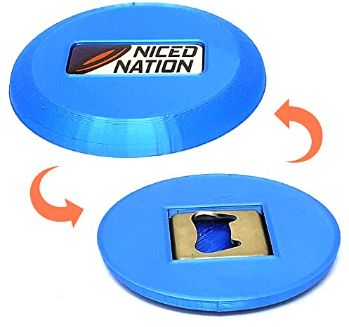 NICED NATION Disc Golf Mini Marker mit integriertem Flaschenöffner - perfekte Ergänzung zu Ihrem Disc Golf Zubehör (blau)