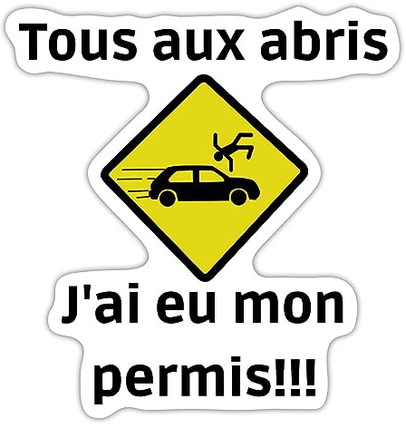 Spreadshirt A Permis Voiture Drôle - A Pour Jeune Conducteur Humour - Cadeau Pour Apprenti Humoristique Autocollant/Sticker, 10 x 10 cm, blanc mat