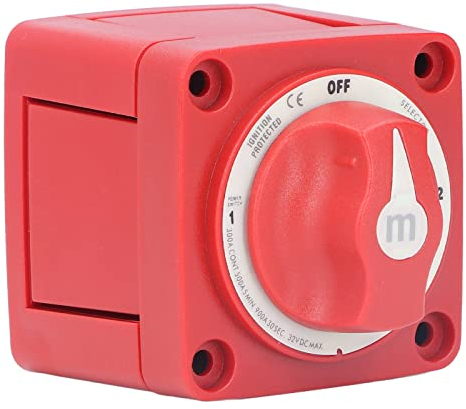 Sélecteur de Batterie 300A Interrupteur de Batterie 3 Positions Double Circuit Déconnexion de L'alimentation Isolateur de Coupure pour Marine Bateau Voiture Camion Remorque Rv