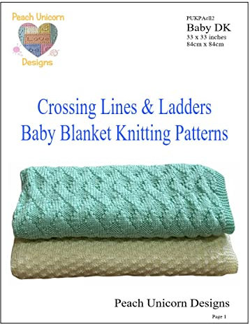 Knitting Patterns for Baby Blankets x 2, Crossing Lines and Ladders, Double Knit DK Yarn, Beginner Knit & Purl Patterns, A5 Booklet