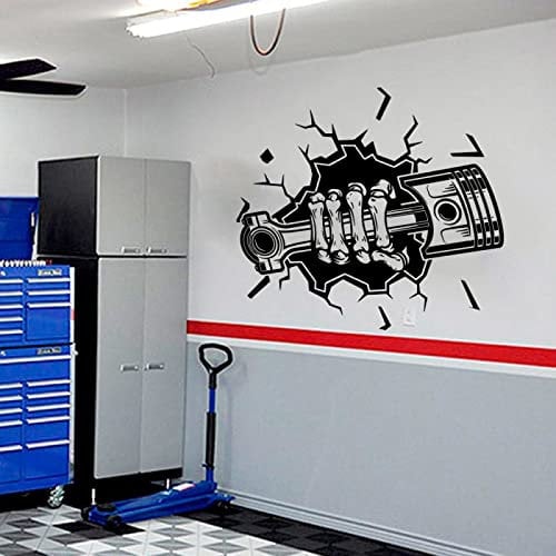 HUANYIN Service d’entretien Machines Pièces de voiture Autocollant mural Moderne Pièces d’auto Piston Mécanique Garage Mur Decal Personnes Décoration de la maison, 80x85cm
