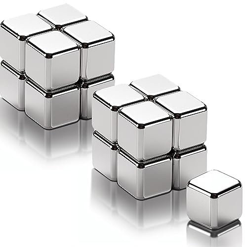 Aimants Cubiques, Aimants en Néodyme Extra Puissants, 16 Aimants de 10mm pour Tableau Magnétique, Aimants de Réfrigérateur pour Travaux Manuels, Petits Aimants