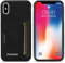 LOLFZ Coque pour iPhone XS Max, coque arrière fine avec porte-cartes - Housse en cuir synthétique de qualité supérieure - Antichoc en TPU - Coque de protection pour iPhone XS Max - Noir