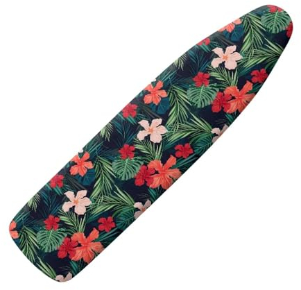 Pzuqiu Cotton Rose Hibiscus Bügelbrettbezug und -polster, universelle Passform, rutschfeste Bügelbrettschutzhülle, Ersatzbezug, strapazierfähiger Bügelbrettbezug, verstellbarer Verschluss