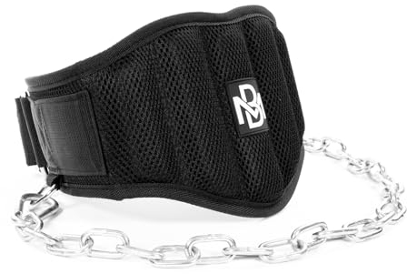 Müller & Blum Dip Gürtel mit Stahlkette, Gewichtsgürtel für Männer & Frauen, geeignet für Gewichtheben, Fitness, Krafttraining, Calisthenics I Belastbar bis 250kg, maximaler Bauchumfang 80cm