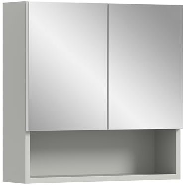 xonox.home Badezimmer Copa Spiegelschrank Badspiegelschrank Spiegelschränke fürs Bad Badspiegelschrank Front Spiegelfläche Korpus hellgrau Nb.,ca.55x55x17 cm