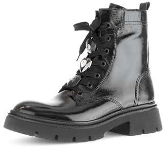 Gabor Damen Combat Boots, Frauen Stiefeletten,Best Fitting,uebergangsschuhe,uebergangsstiefel,schnürstiefel,schwarz(3xSchmuck),42 EU / 8 UK
