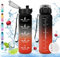 Vikaster Bouteille d'eau, Gourde 0.5l, sans BPA, Étanche & Réutilisable, Bouteille d'eau avec Marqueur de Temps et Filtre, Convient Pour la Enfant & Adulte, Gym, Yoga, Camping, Sport, Gourde Randonnée